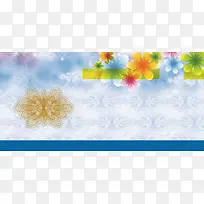 花朵蓝色底纹代金券背景素材图