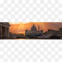 欧式建筑虚化banner背景