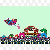 中国风中式鲤鱼跃龙门背景素材