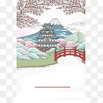 日本旅游富士山樱花东京京都旅行社背景素材