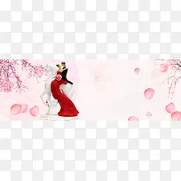 秋季婚博会粉色浪漫花瓣banner