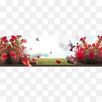 夏季鲜花美妆护肤海报背景