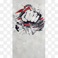 灰色有力拳头图片