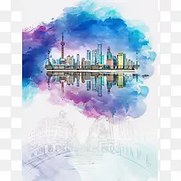 上海印象旅行海报背景素材
