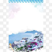希腊圣托里尼旅游指南宣传海报背景素材