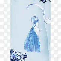 中国风旗袍创意海报背景素材