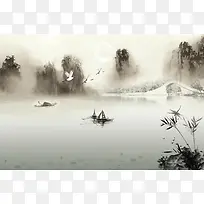 水墨 水墨图 国画 清明 祭祖 书法画