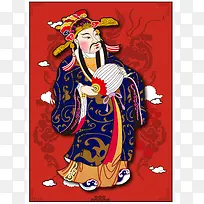 中国传统神话人物财神爷背景素材