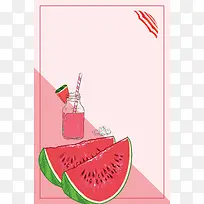 鲜榨西瓜汁夏季果汁海报背景素材