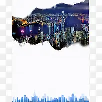 香港旅游购物天堂海报背景