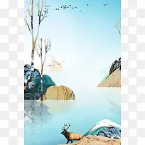 复古手绘树叶背景素材