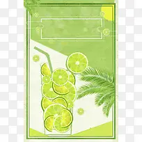 绿色清爽夏日果汁饮品海报背景