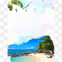 海南岛旅游海报背景模板