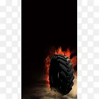 轮胎广告火焰黑色背景素材