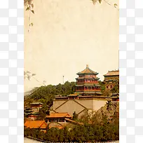 颐和园古建筑北京旅游海报背景素材