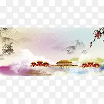 清明时节中国风水彩绘海报banner