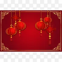 中国农历新年灯笼海报背景模板