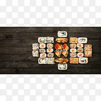 三文鱼日本寿司美食海报