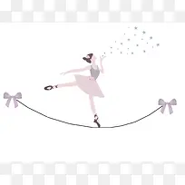 手绘在绳索上的跳舞的少女背景素材