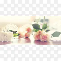 清新 文艺 暖色 唯美 花 背景banner