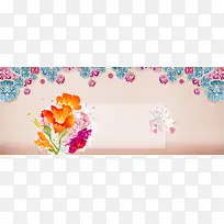 淘宝女装婚纱定制边框海报背景banner
