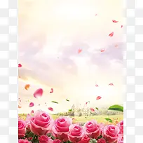 浪漫玫瑰香水沐浴露广告背景图