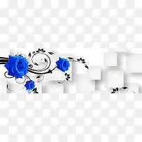 立体蓝色花背景图