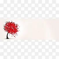 爱情剪影红色心唯美背景banner