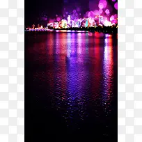 海滨城市夜景背景模板