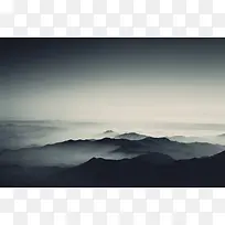 黑色背景山脉云海风景摄影平面广告