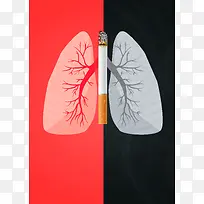 肺部烟头严禁吸烟公益宣传海报背景素材