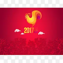 花纹红背景2017鸡年背景素材