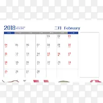 2018年手绘花卉主题2月台历背面
