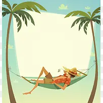 夏日海边度假宣传单背景素材