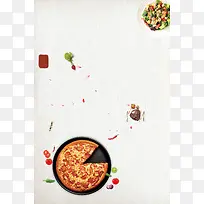 米色简约西餐美食宣传披萨背景