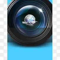 创意镜头地球简约摄影大赛海报背景素材