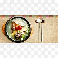 韩国可口美食美味小吃火锅餐具海报bann