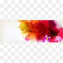 彩墨兰花banner背景