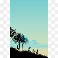 矢量青春奔跑人物海报背景