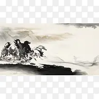 中国风奔腾的马企业画册背景