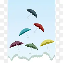 清明节卡通雨伞海报背景