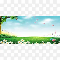 春暖花开小清新背景