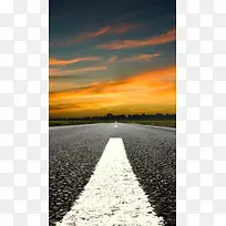黄昏下的公路H5背景素材