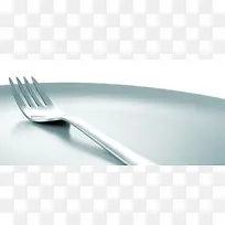 欧式不锈钢餐具美食餐叉叉子陶瓷餐盘西餐背景
