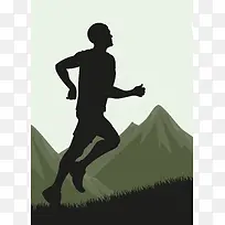 卡通手绘夏季减肥人物锻炼跑步海报背景素材