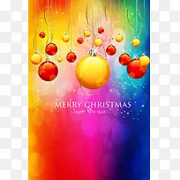 圣诞彩球彩色渐变海报背景素材