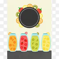 卡通手绘夏季清凉甜品店果汁水果背景素材