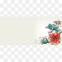 唯美手绘花卉水彩banner