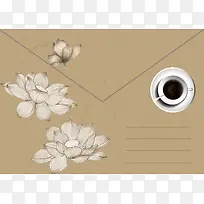手绘花朵咖啡菜单信封海报背景