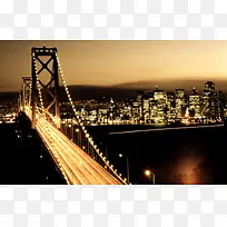 车流光线夜大桥背景模板